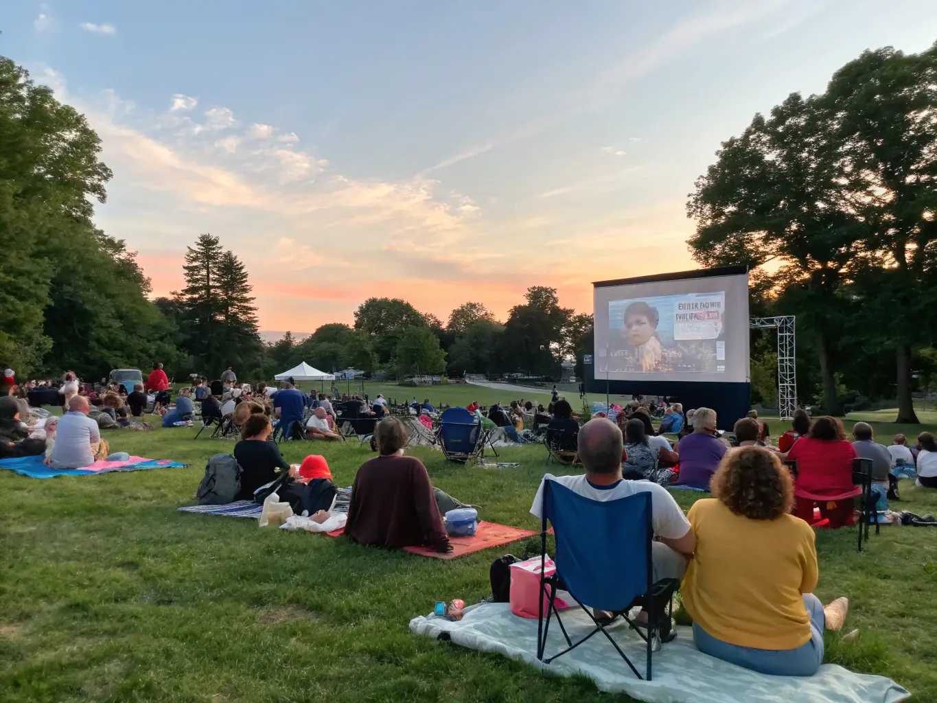 A diverse audience enjoying a PLEIN CADRE-supported outdoor performance, highlighting community engagement and cultural enrichment.