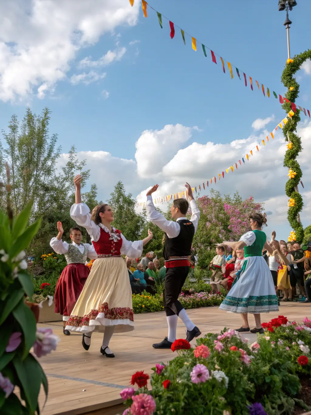A captivating shot of a dance troupe performing outdoors, illustrating PLEIN CADRE's commitment to making art accessible in public spaces and fostering community engagement.